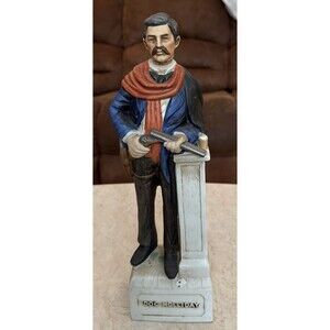 Vintage McCormick Whiskey "Doc Holliday" Empty Decanter Bottle 70s Porcelain 14"